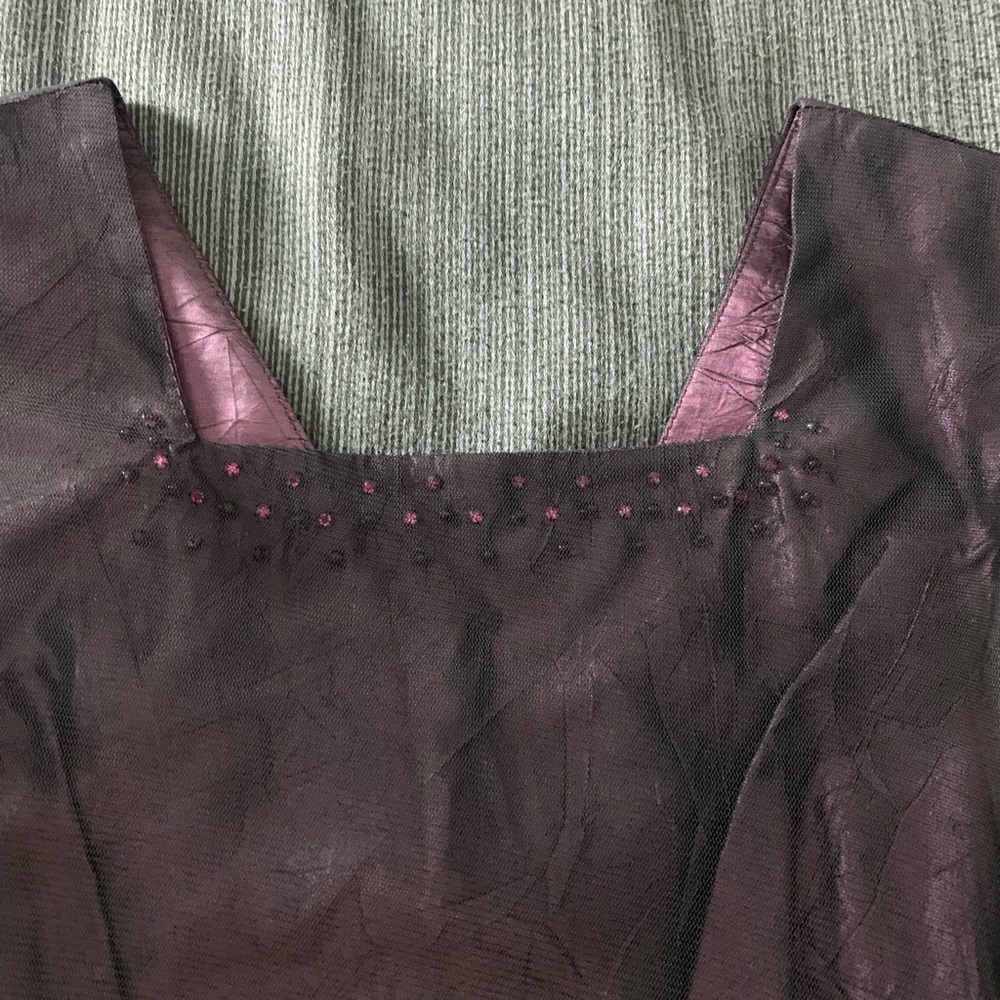 Vintage Rabbit Rabbit Rabbit Cocktail Taffeta Embellished Maxi Dress Purple 8 - Picture 7 of 16